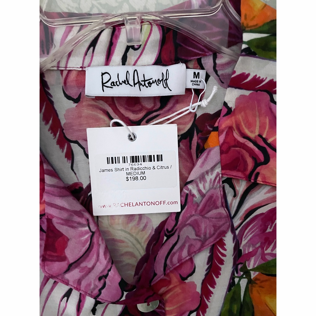 Nwt Rachel Antonoff James Camp Shirt Top Pink Radicchio Citrus Lettuce Cabbage M — image 4 of 8